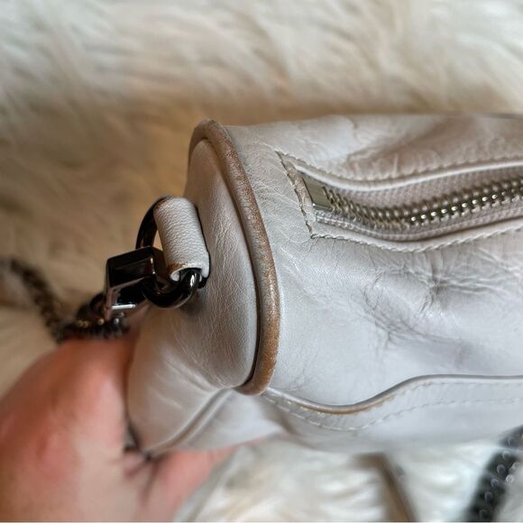 REBECCA MINKOFF Mini Mac Beige Leather Crossbody Shoulder Bag - Picture 9 of 14